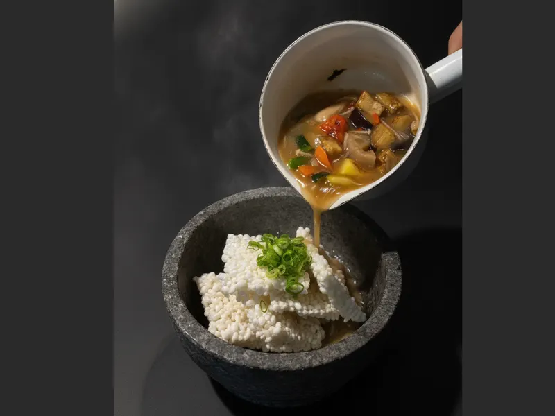 石焼おこげの野菜あんかけ