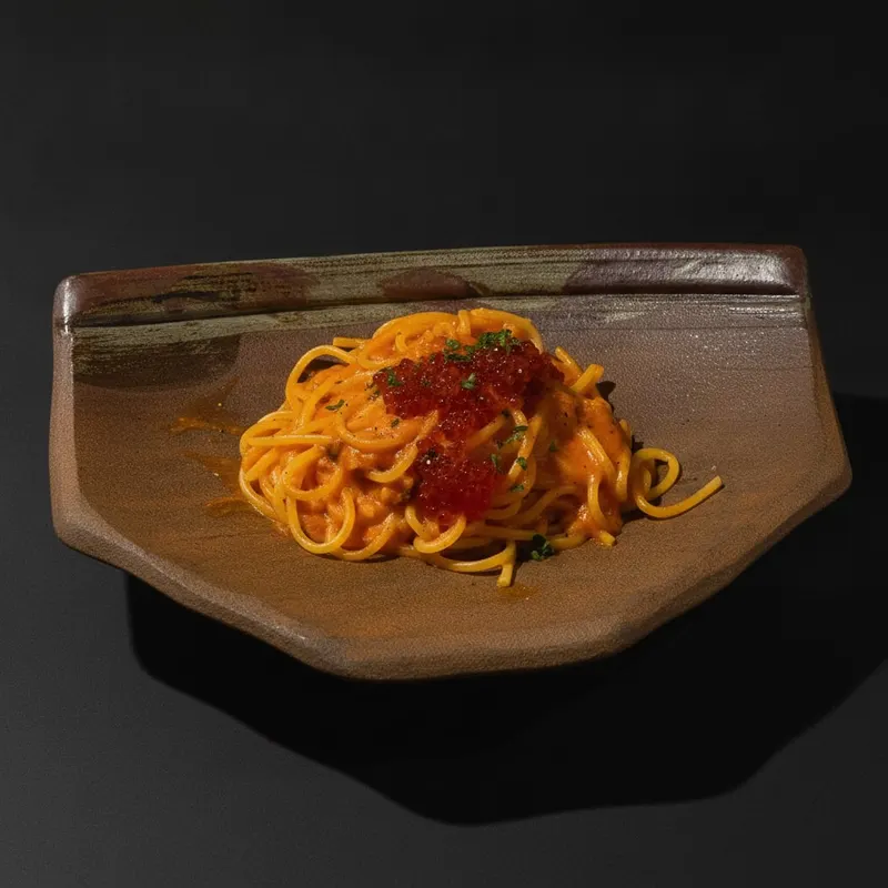 ウニとイクラのトマトクリームパスタ