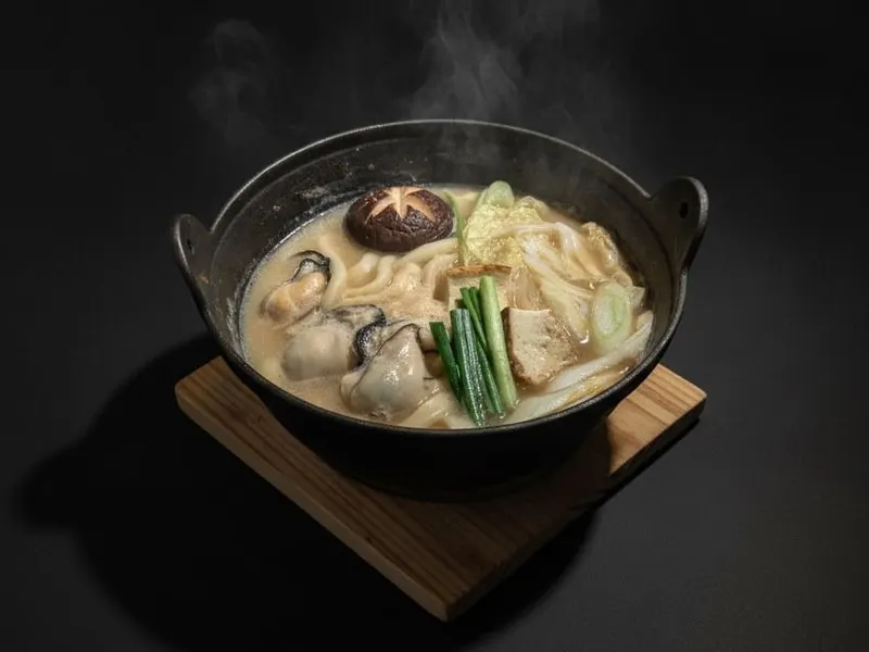 牡蠣の味噌鍋うどん