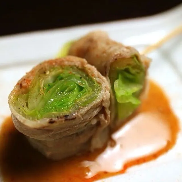 レタスの豚巻 焼き　ごまポン酢