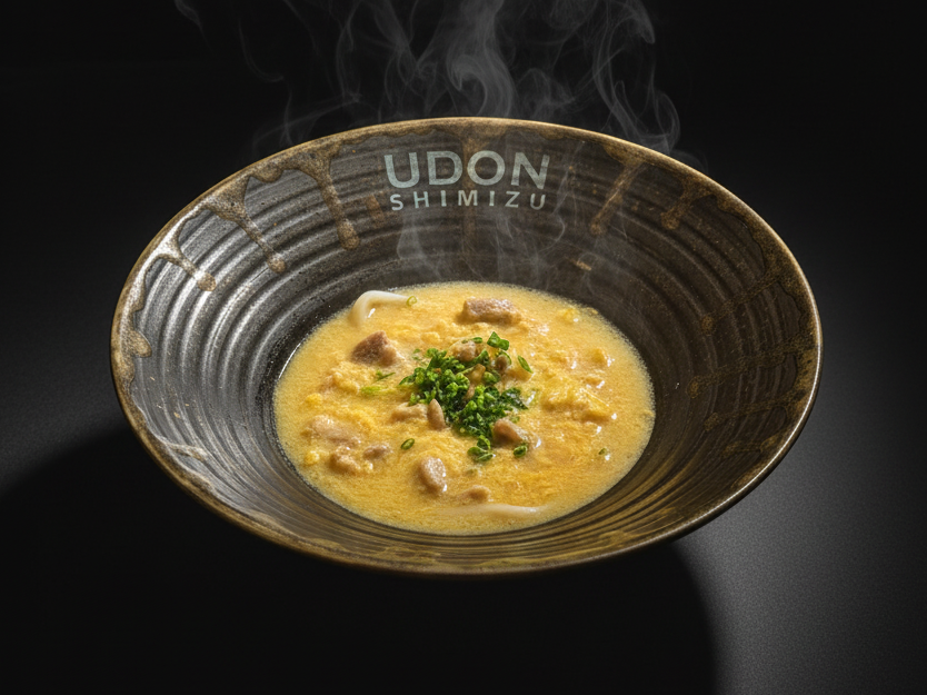 Mì udon trứng và gà sốt nước